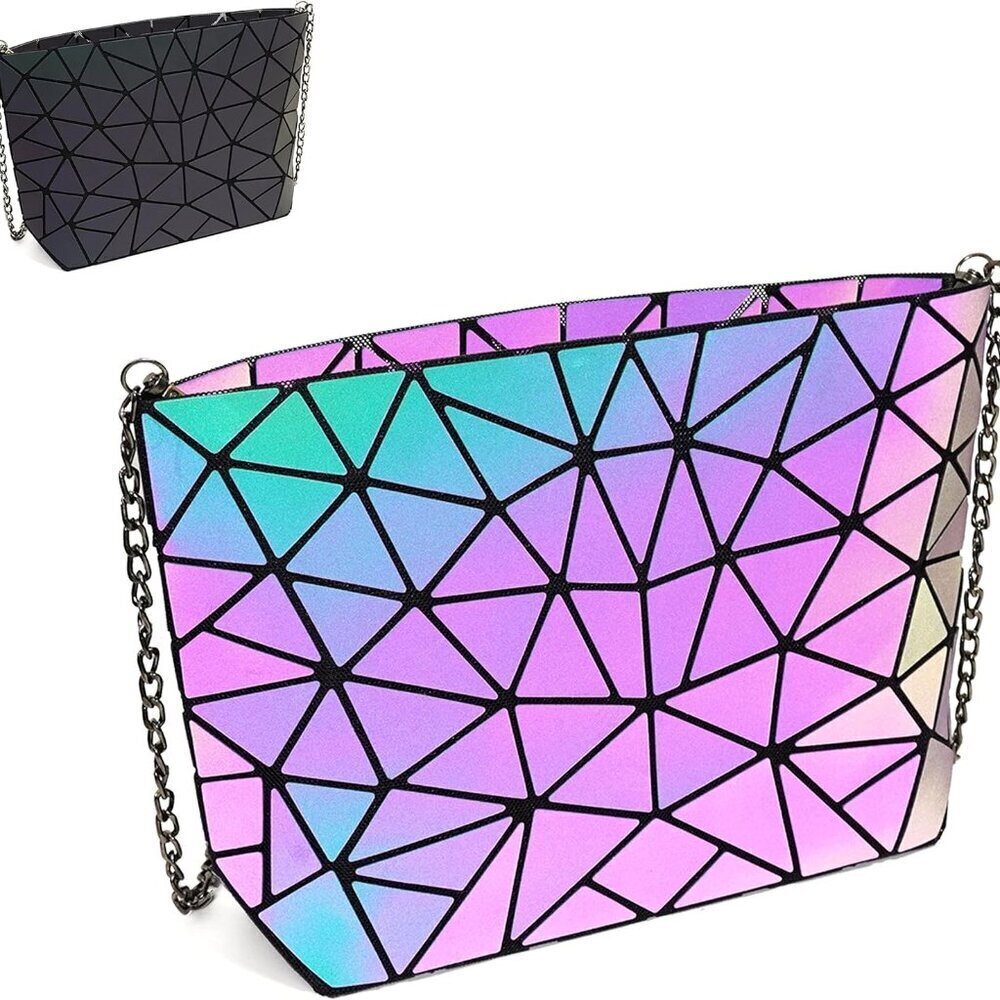 Small Geometric Clutch Purse PU Luminous Crossbody Bag for Women Daily Use